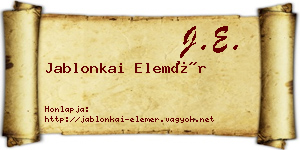 Jablonkai Elemér névjegykártya